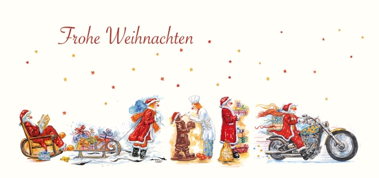 Weihnachtskarte "Weihnachtsmann-Parade"