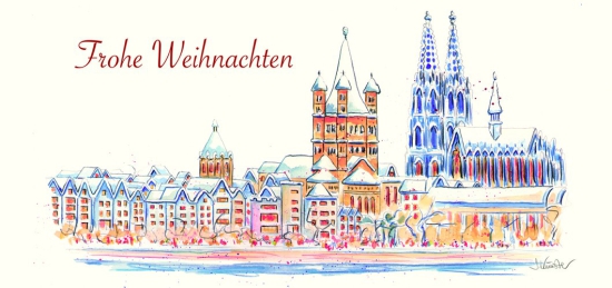 Weihnachtskarte "Köln im Schnee"