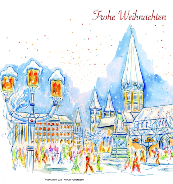 Grußkarte Weihnachten in Bonn "Frohe Weihnachten"