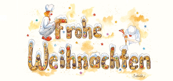 Greeting card "Frohe Weihnachten - cookie letters"