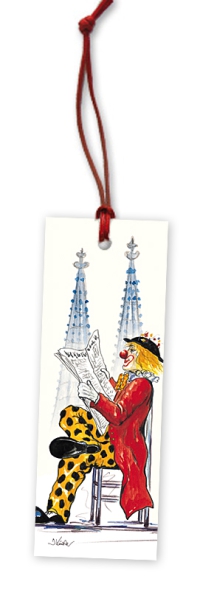 Bookmark  "Clown reading newspaper"